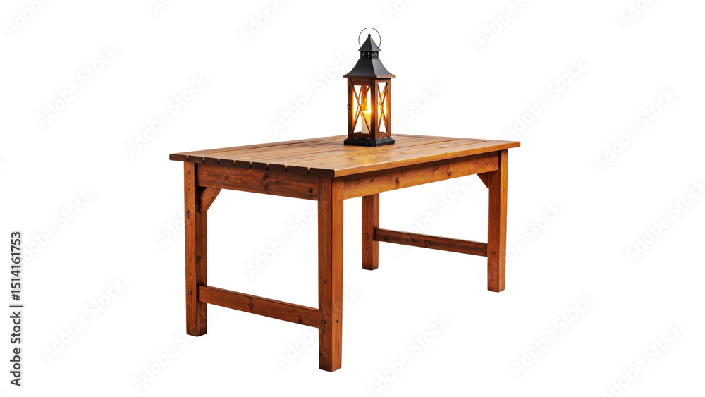Fototapeta premium A camping lamp is placed on the table.