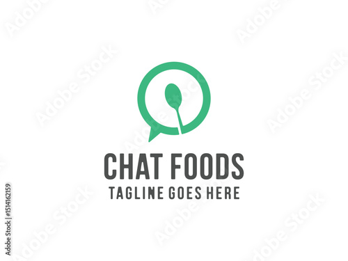 creative chat foods logo, spoon design vector, isolated on transparent background
