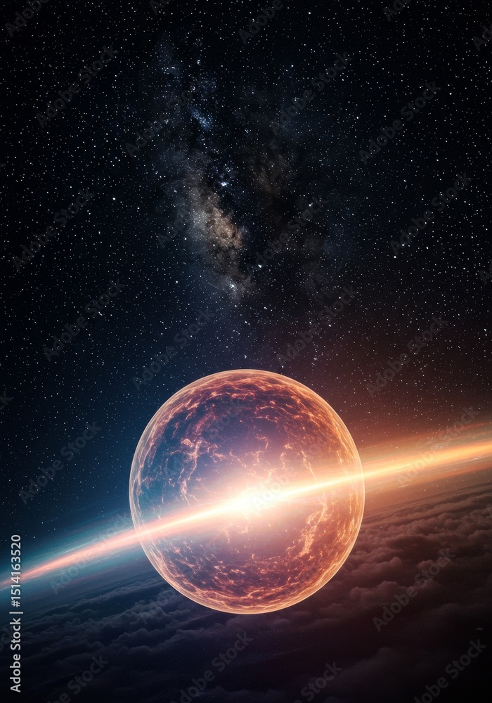 Obraz premium Abstract 3D Space Starry Cosmic Universe Night Sky Sphere Exploration