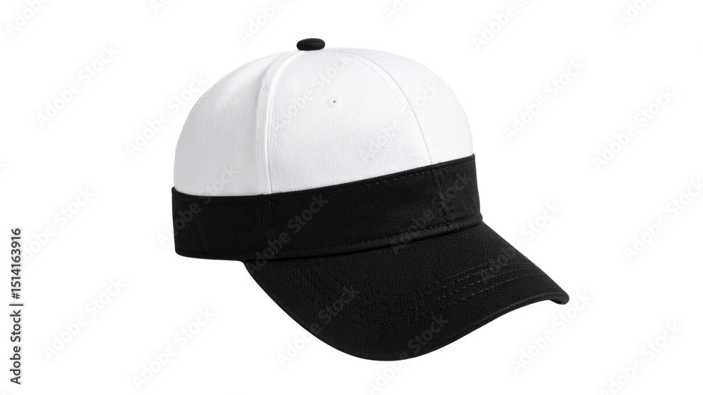 Obraz premium Black baseball cap isolated on white with blank space for fashion or sport design