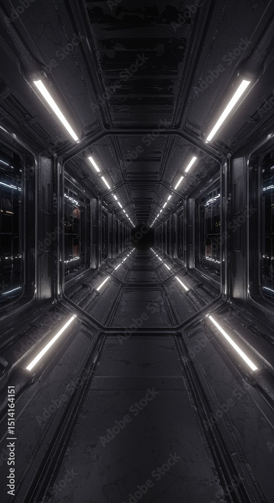 Abstract 3d Futuristic Corridor with Perspective and Illuminated Lights Abstract 3d Futuristic Corridor with Perspective and Illuminated Lights