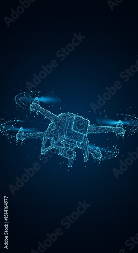 Abstract Drone Technology Futuristic Digital Innovation Blue Background
