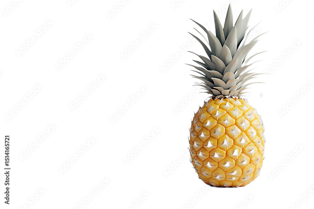 Obraz premium Ripe Pineapple with Crown on Transparent Background, Tropical Fruit Still Life Composition