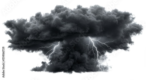 Abstract Illustration of Stormy Dark Clouds with Lightning Weather