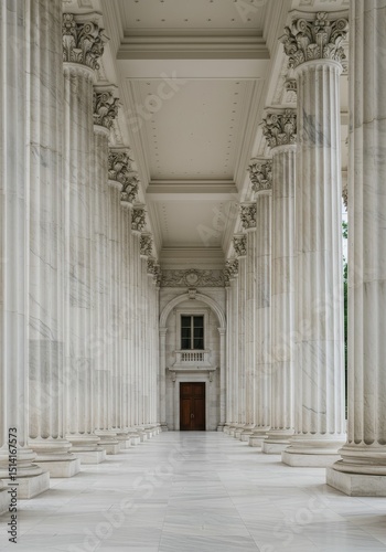 Architectural Photo Marble Columns Classic Structure Building Hallway