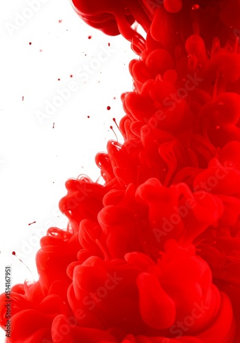 Abstract Red Ink Swirl Creates Vibrant Underwater Paint Background