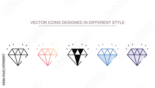 Rare Diamond icon design with white background stock illustration