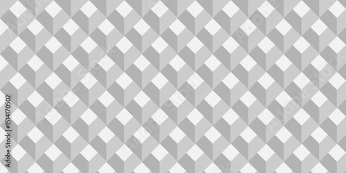 Abstract square white and gray grid tiles cubic square shape backdrop texture. cube geometric wall and floor vector diamond hexagon triangle wallpaper background.	