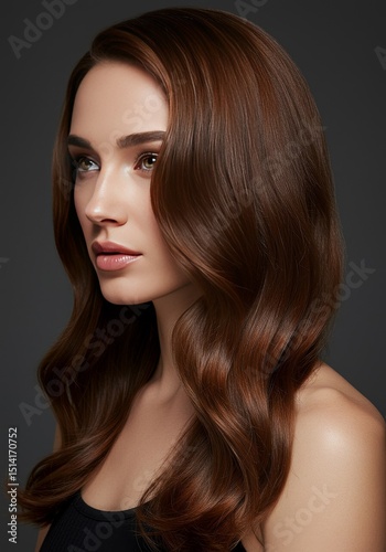 Attractive Brunette with Brown Wavy Hair and Glitter Photo