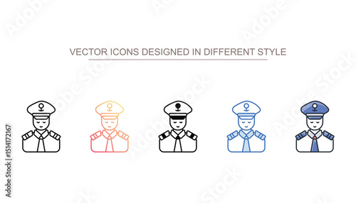 Captain icon design with white background stock illustration