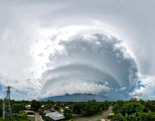 Massive storm cloud over residential area