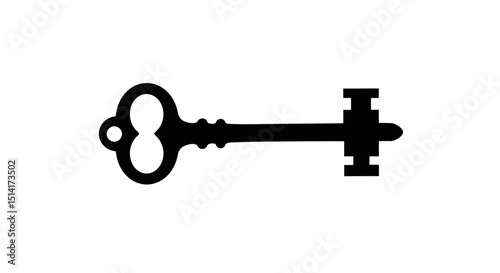 Vintage Skeleton Key Silhouette – Antique Lock Key Vector Illustration