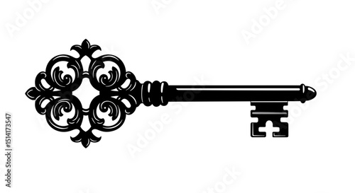 Vintage Skeleton Key Silhouette – Antique Lock Key Vector Illustration