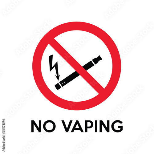 No Smoking Sign Featuring E-Cigarette Symbol Icon Vector Design