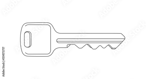 Single Metal House Key Outline Illustration – Security and Access Icon