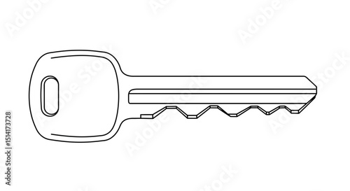 Single Metal House Key Outline Illustration – Security and Access Icon