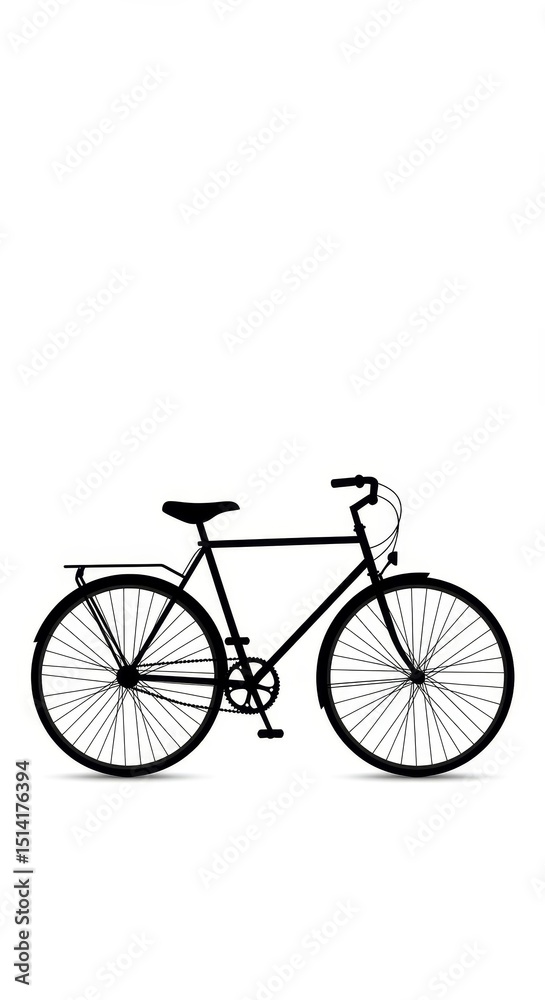 Fototapeta premium Illustration of Black Bicycle Isolated on White Background Vehicle