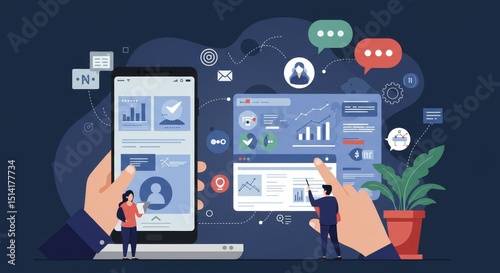 Wallpaper Mural Illustration of Business Data Analysis on Mobile Application Online Torontodigital.ca