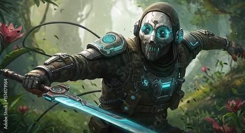 VR Warrior in Fantasy Forest Battle