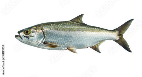 Illustration of a Silver Tarpon Fish Swimming in Aquatic Background