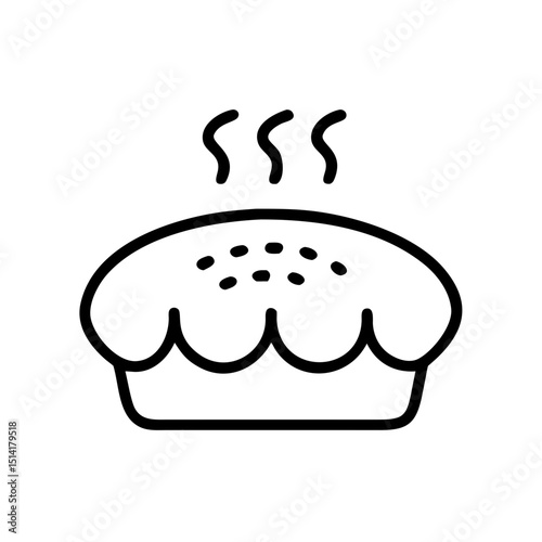 Freshly baked pie with steam emanating from the crust  