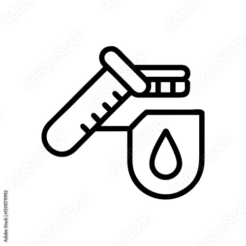 Blood sample in laboratory test tube with droplet icon  