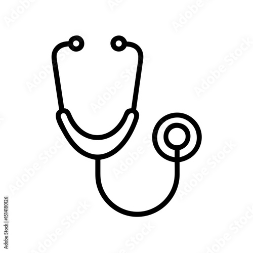 Simple outline of a stethoscope in black color on white background  