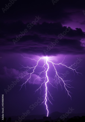 Dramatic Purple Lightning Storm Night Weather Sky Electricity Power