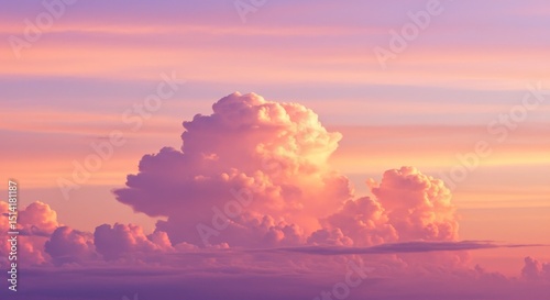 Dreamy Pink Cloudscape At Sunset Scenery With Soft Light Background