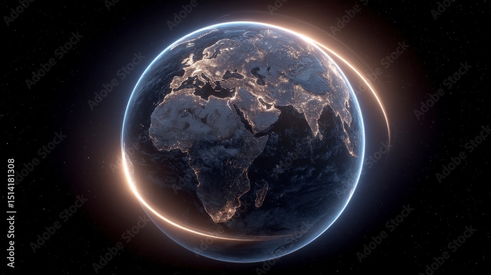 Obraz premium Stunning Earth at Night Global City Lights Planet Earth Space Cosmos