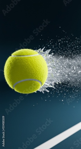 Dynamic Illustration of Tennis Ball Splashing Water in Studio