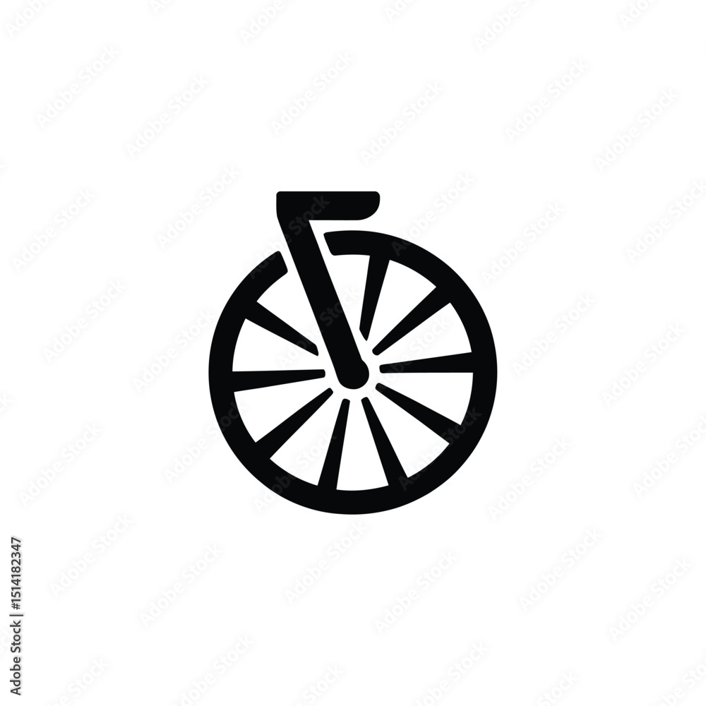 Fototapeta premium Black PennyFarthing Bicycle with Spokes Design on Transparent Background Icon