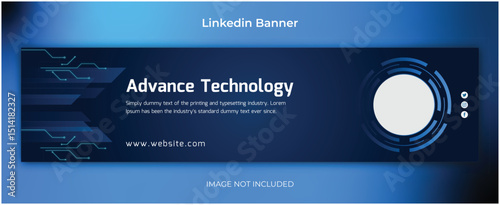 linkedin banner business template with technologi background