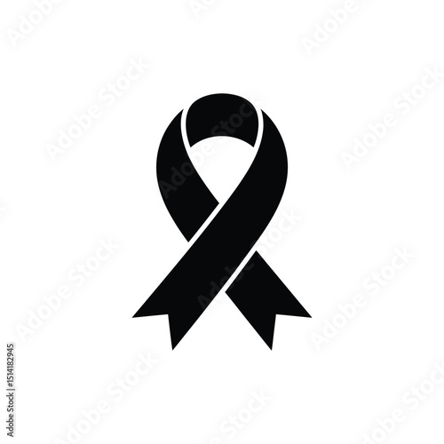 Awareness Symbol, Isolated Black Ribbon Design on White Background Element