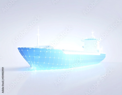 Digital ship, glowing outline