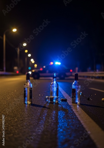 Photo Captures Drunk Driving Scene With Bottles and Police Car