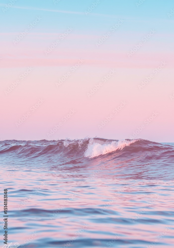 Fototapeta premium Photo Ocean Wave Pink Sky Sunset Nature Beach Summer Travel