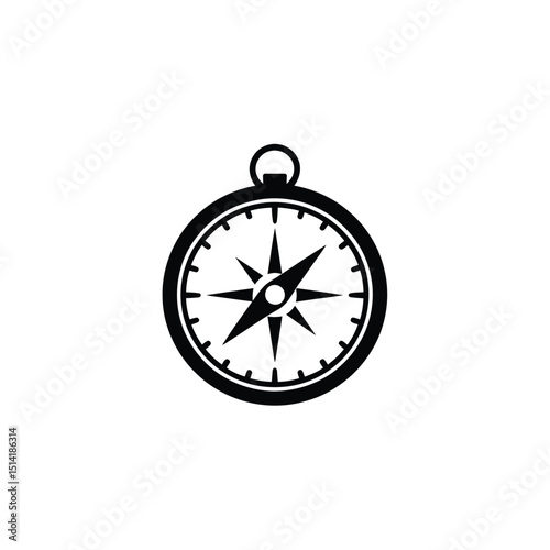 Black Compass With Transparent Background Nautical Navigation Symbol Design