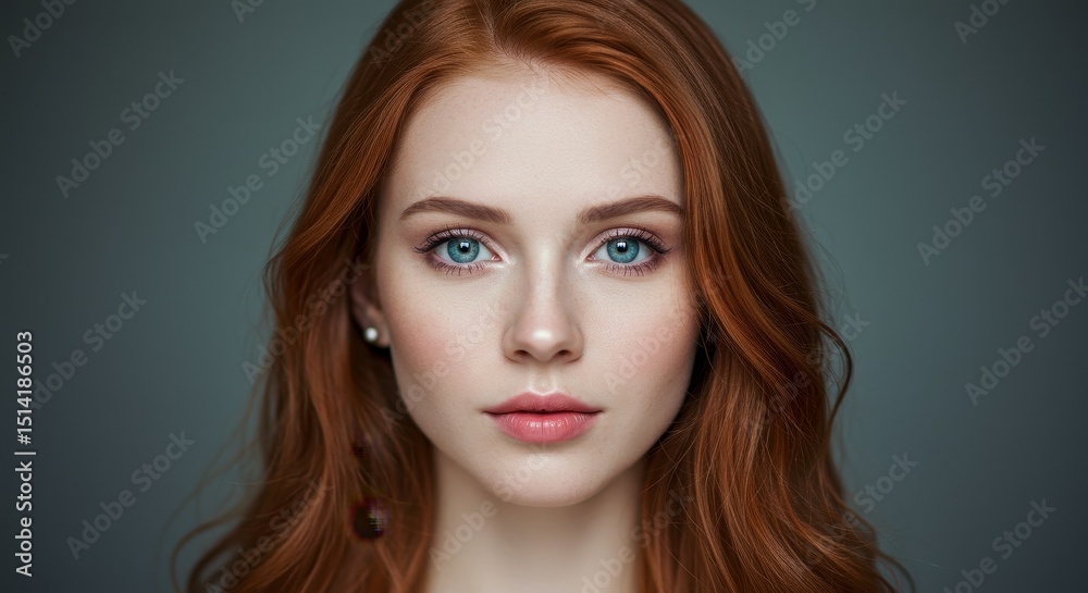 Photo Portrait Young Redhead Woman with Freckles Skin and Blue Eyes Photo Portrait Young Redhead Woman with Freckles Skin and Blue Eyes
