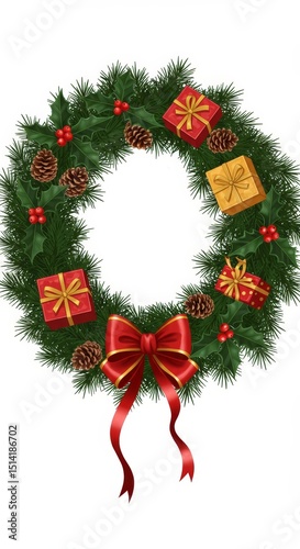 Wallpaper Mural Pixel Art Christmas Wreath with Red Bows Gift Holiday Decoration Torontodigital.ca
