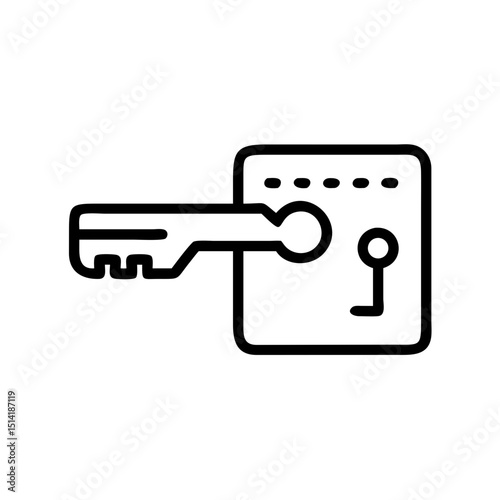 Key and lock illustration in minimalist black line art style  