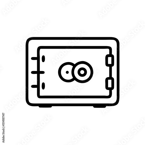 Minimalist safe box in simple line art style on a white background  