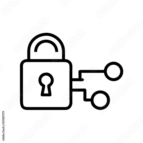 Key lock with digital connection icon in minimalist design  