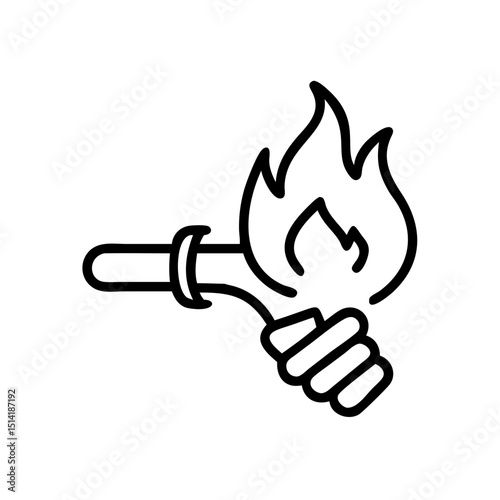 Flaming torch held in hand symbolizing light and energy  