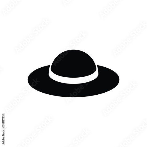 Black hat with white stripe isolated on a transparent background icon design