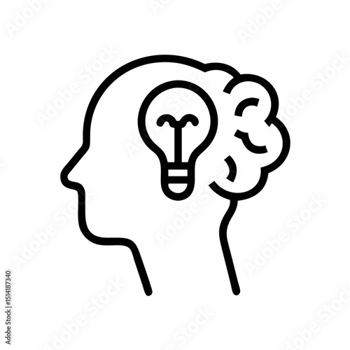 Conceptual illustration of a head with a light bulb symbolizing ideas  