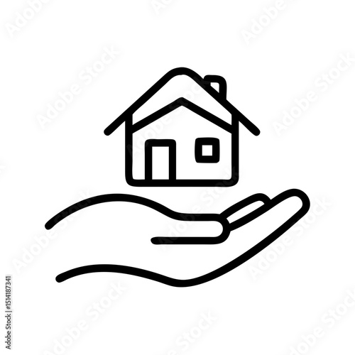 Hand holding small house in minimalist black and white design  