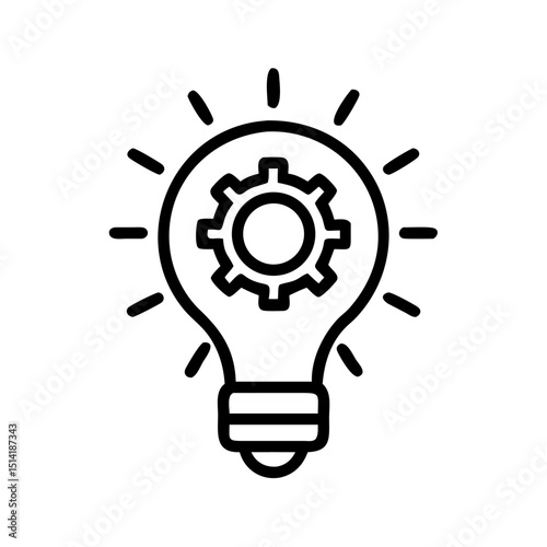 Light bulb illustration with gear symbol representing innovation  