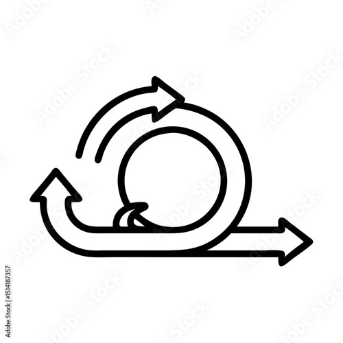 Agile process flow icon with arrows and circle representing iteration  
