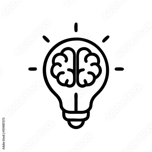 Light bulb with brain illustration representing ideas and creativity  